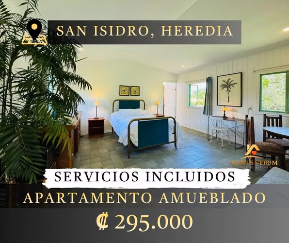Alquiler de Apartamento Estudio Amueblado en San Isidro de Heredia, Todo Incluido