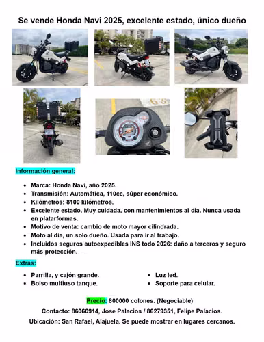 2025 Honda navi, excelente estado, único dueño