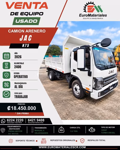 CAMION ARENERO JAC N75- AÑO 2026
