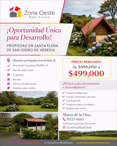 Rebajado !Oportunidad de Desarrollo 1 Hectárea uso mixto Cabañas Existentes | Cerca de Ruta 32 !