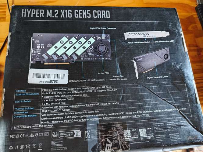 Tarjeta PCIe para m.2 Asus Hyper M.2 x16 Gen5 Card ASCH - Imagen 5