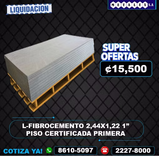 LAMINNA FIBROCEMENTO 2.44X122 1" PISO CERTIFICADA PRIMERA