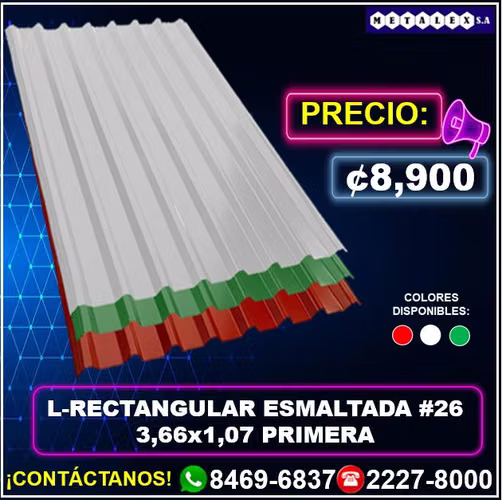 LAMINA RECTANGULAR ESMALTADA #26 0.40MM 3,66X1,07 PRIMERA