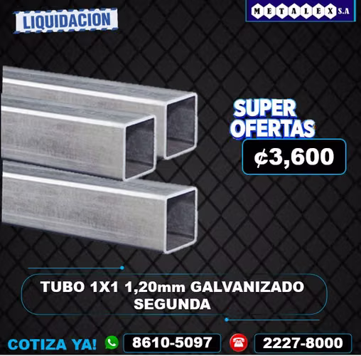 TUBO 1X1 1.20MM GALVANIZADO SEGUNDA 