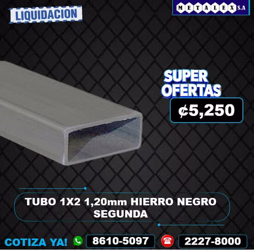TUBO 1X2 1.20MM H NEGRO SEGUNDA 