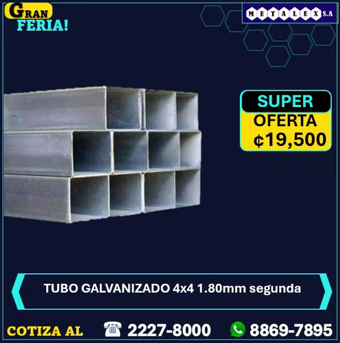 tubo 4x4 1.80 h galvanizado segunda 