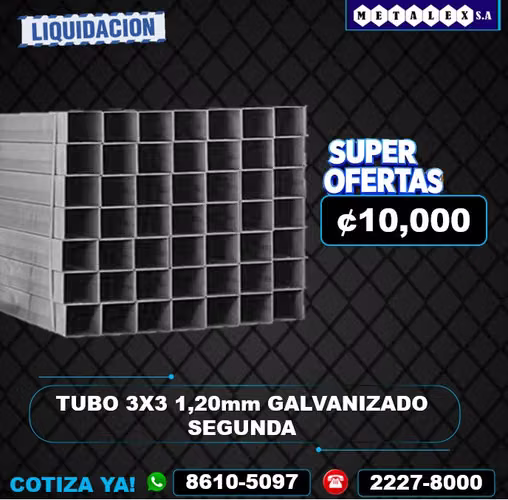 TUBO 3X3 1.20MM GALVANIZADO SEGUNDA 