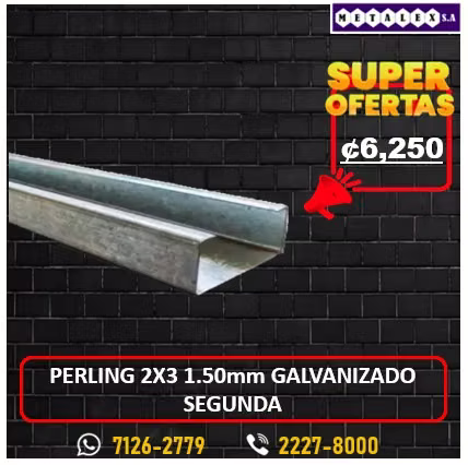 PERLING 2X3 1.50MM GALVANIZADO SEGUNDA