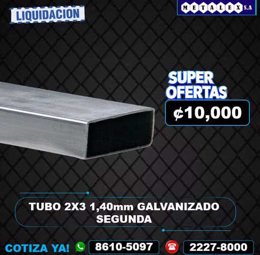 TUBO 2X3 1.40MM GALVANIZADO SEGUNDA 