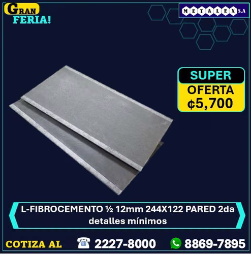 lamina fibrocemento 1/2" 2.44x1.22 (pared) segunda 
