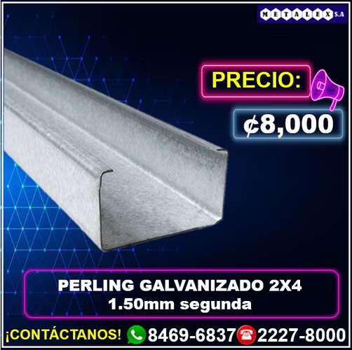 perling galvanizado 2x4 1.50mm segunda