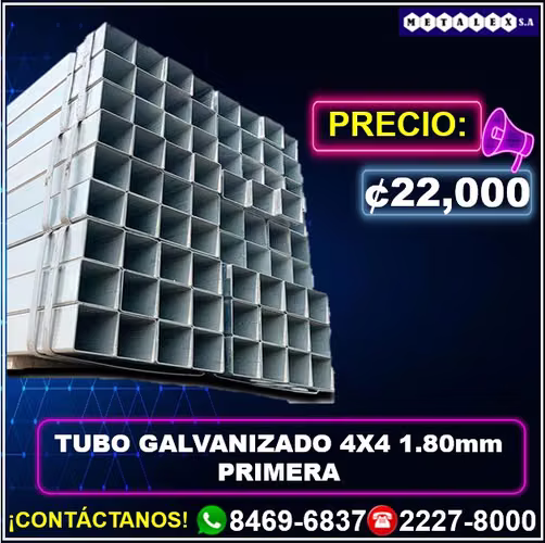tubo galvanizado 4x4 1.80mm primera