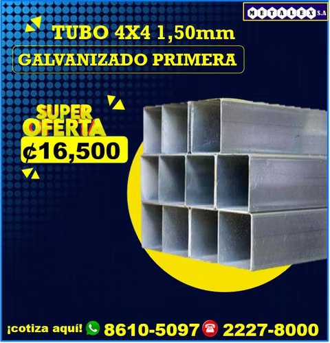TUBO 4X4 1.50MM GALVANIZAOD PRIMERA 
