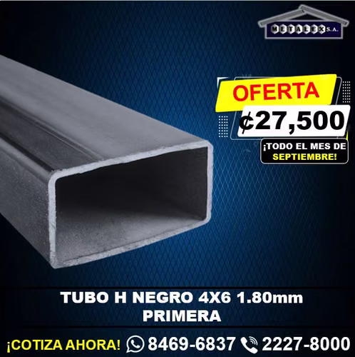 tubo h negro 4x6 1.80mm primera