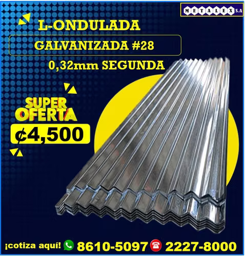 L-ONDULADA GALVANIZADA #28 0.32MM 1.83X0.81 SEGUNDA  - Imagen 1