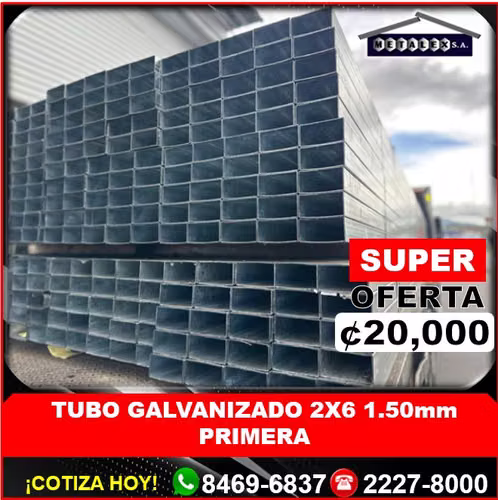 tubo galvanizado 2x6 1.50mm primera - Imagen 1