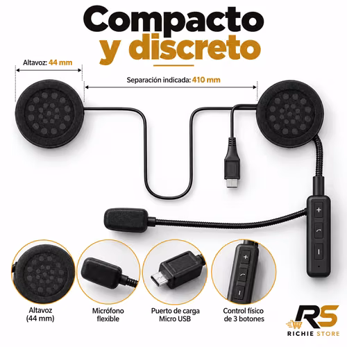Kit Bluetooth para Casco de Moto con Micrófono Manos Libres - Imagen 7