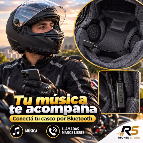 Kit Bluetooth para Casco de Moto con Micrófono Manos Libres - Imagen 2