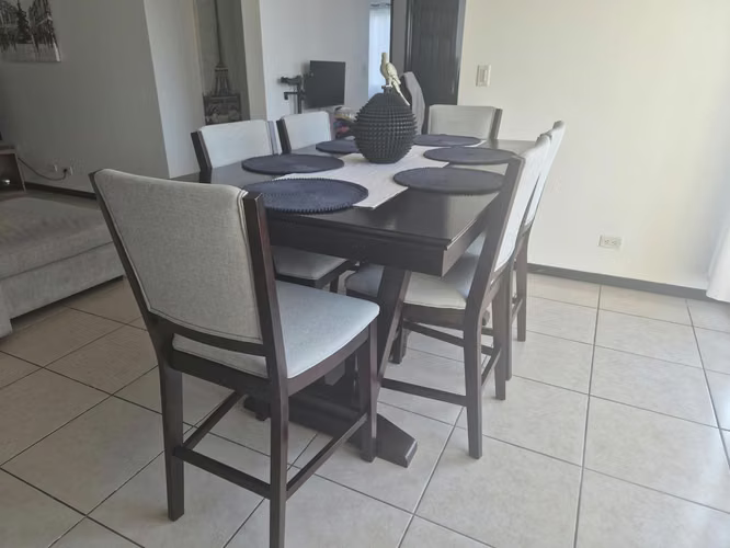 Elegante Juego de Comedor Alto de Madera – 6 Sillas - Imagen 4