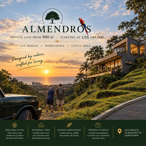 ALMENDROS: NUEVE LOTES PRIVADOS DE 900 MTS con vista al mar y rodeados de montañas protegidas