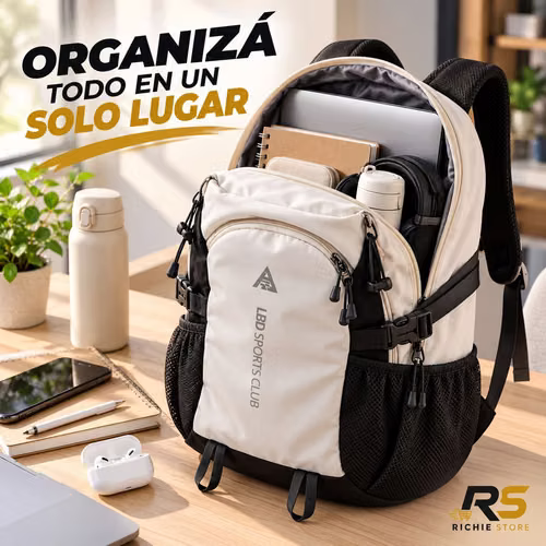  Mochila Multifuncional LBD Sports Club para Laptop, Viaje y Universidad - Imagen 3