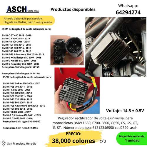 Regulador rectificador de voltaje para motos BMW F650, F700, F800 y G650 – Cod. 2329 ASCH