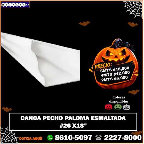 CANOA PECHO PALOMA ESMALTADA #26 6 MTS X 18"