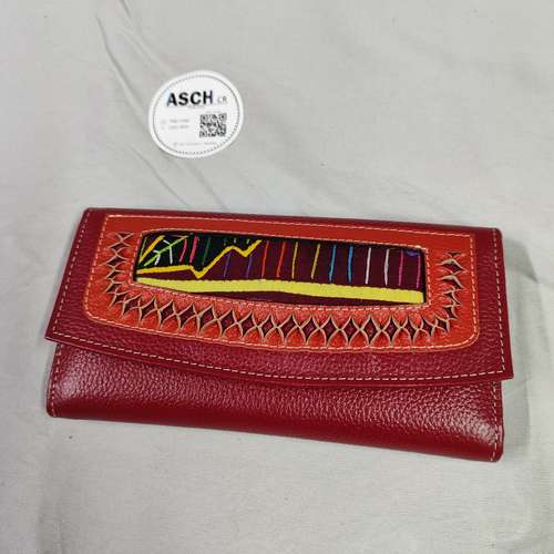 cartera billetera cuero genuino con bordados artesanal de colombia cod7242 asch