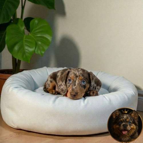 Cachorro Salchicha Miniatura Arlequín Chocolate / Miniature Dachshund Dapple Chocolate disponible