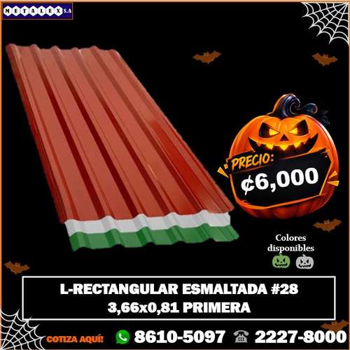 LAMINA RECTANGULAR ESMALTADA #28 0.32MM 3.66X0.81 PRIMERA