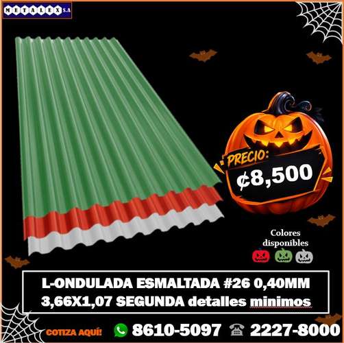 LAMINA ONDULADA ESMALTADA #26 0.40MM 3.66X1.07 SEGUNDA DETALLES MINIMOS 