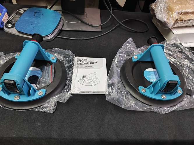 Kit de 2 Ventosas de Vacío de Alta Resistencia SEESII 8" 440 lbs cod7413 para vidrio baldosa asch