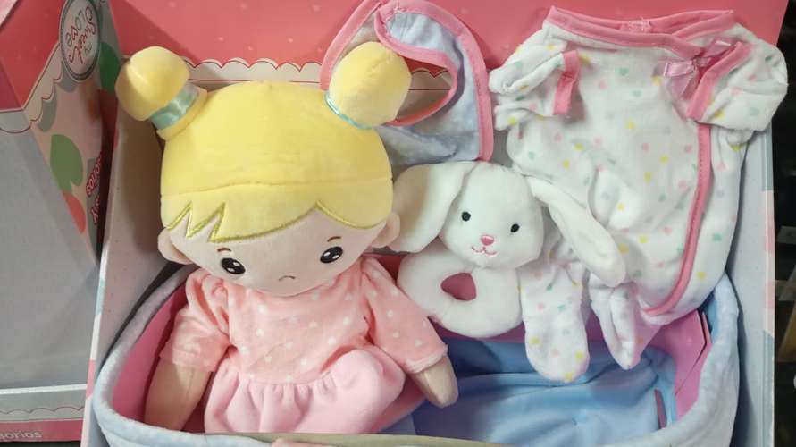 set muñeca de peluche suave con cuna y accesorios nuevo cod7088 asch