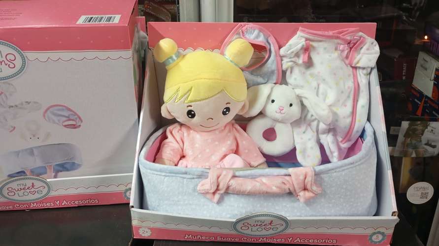 set muñeca de peluche suave con cuna y accesorios nuevo cod7088 asch