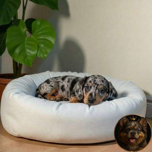 Cachorro Salchicha Miniatura Arlequín Plata / Miniature Dachshund Dapple Silver disponible