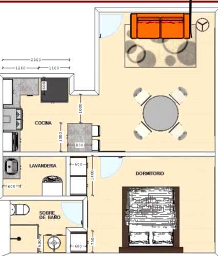 APARTAMENTO DE 1 HABITACIÓN EN ALQUILER , SABANA.