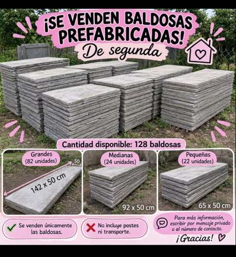 Se venden 128 baldosas de segunda para casa prefabricada