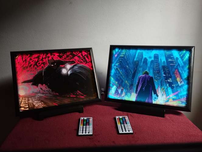 Cuadro iluminado led multicolor 30 × 40 cm con control y soporte