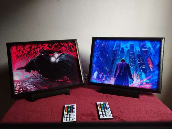 Cuadro iluminado led multicolor 30 × 40 cm con control y soporte