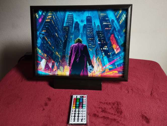 Cuadro iluminado led multicolor 30 × 40 cm con control y soporte