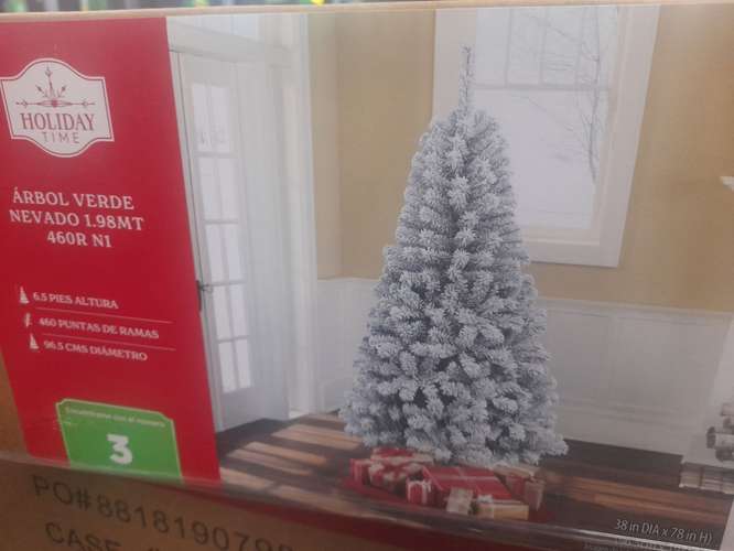  ARBOL NAVIDEÑO 198CM NUEVO BLANCO NIEVE SOMBRA NEGRA HOLIDAY .