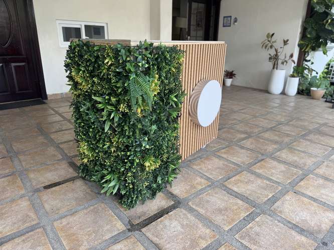 Mueble para ferias eventos con ruedas, rótulo
