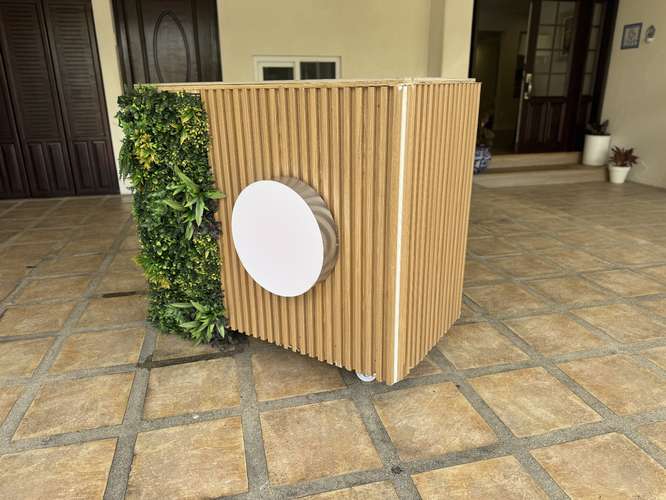 Mueble para ferias eventos con ruedas, rótulo