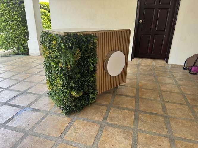Mueble para ferias eventos con ruedas, rótulo