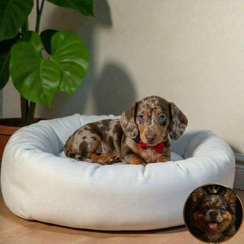Cachorro Salchicha Miniatura Arlequín Chocolate / Miniature Dachshund Dapple Chocolate disponible