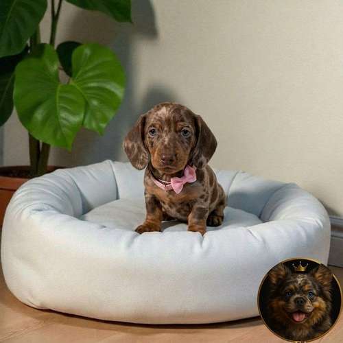 Cachorro Salchicha Miniatura Arlequín Chocolate / Miniature Dachshund Dapple Chocolate disponible - Imagen 3