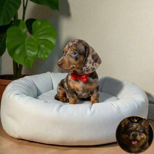 Cachorro Salchicha Miniatura Arlequín Chocolate / Miniature Dachshund Dapple Chocolate disponible - Imagen 3