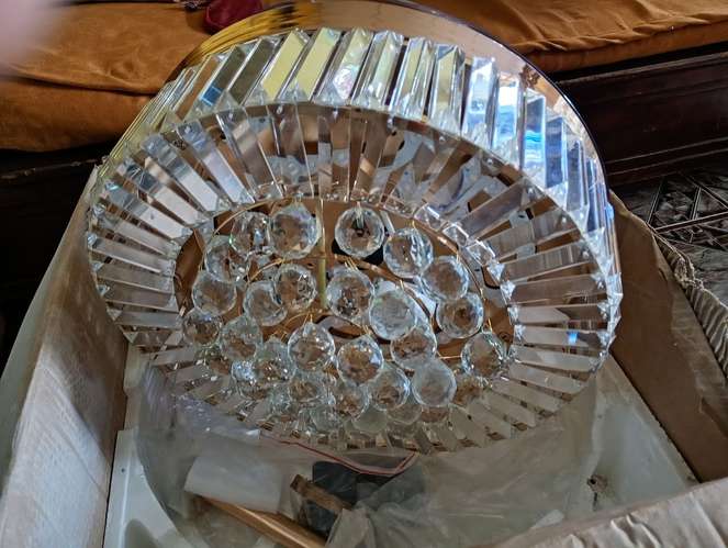  Lámpara nueva ventilador de cristal con aspas retráctiles y control