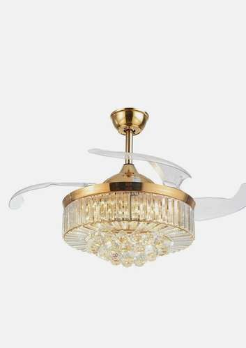  Lámpara nueva ventilador de cristal con aspas retráctiles y control