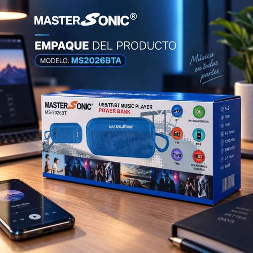 Parlante Bluetooth, USB, fm,power bank
